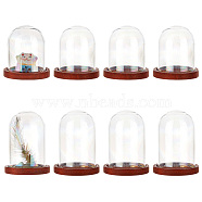 Elite 8 Sets 2 Style Iridescent Glass Dome Cover, Decorative Display Case, Cloche Bell Jar Terrarium with Wood Base, for DIY Preserved Flower Gift, Arch, Sienna, 30x34mm and 30x42mm, 4 sets/style(DJEW-PH0001-25)