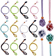 16Pcs 8 Style Adjustable Braided Waxed Cord Macrame Pouch Necklace Making, Interchangeable Stone, with Wood Beads, Mixed Color, 60~65cm, 2pcs/style(NJEW-SZ0001-52B)