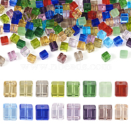 128Pcs 16 Colors Glass Imitation Austrian Crystal Beads, Faceted, Suqare, Mixed Color, 4x4x4mm, Hole: 0.9mm, 8pcs/color(GLAA-TA0001-50)