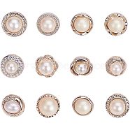 Plastic Shank Buttons, 1-Hole, Imitation Pearl Buttons, Mixed Shapes, White, 10.8x7.4x1.8cm, 96pcs/box(BUTT-NB0001-04)