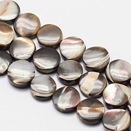 Dyed Natural Sea Shell Flat Round Bead Strands, 8x3mm, Hole: 1mm, about 51pcs/strand, 16.1 inch(SSHEL-M015-01-8mm)
