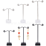 2 Sets 2 Styles T-Bar Iron Earring Display Stand Holder, Dangle Earring Display Tree with Acrylic Base, for Jewelry Holder Retail Photography Props, Mixed Color, 3x6.4~6.5x8.2~12.1cm, 3pcs/set, 1 set/style(EDIS-FG0001-57)
