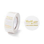 Thank You Stickers Roll, Flat Round Paper Purchase Tag Stickers, Adhesive Labels Stickers, Heart Pattern, 2.8cm, about 28mm wide, Stickers: 25x0.1mm, about 500pcs/roll(DIY-O021-08C)