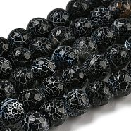 Crackle Agate Beads Strands, Round, Dyed, Grade A, Black, 10mm, Hole: 1.2mm, about 38pcs/strand(G-A003-1)