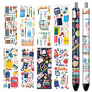 80Pcs 8 Style Self-Adhesive Coated Paper Pen Stickers, Waterproof Pen Wraps Transfer Decals, Pen, 120x40mm, 10Pcs/style(DIY-WH20041-006)