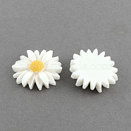Flatback Hair & Costume Accessories Ornaments Scrapbook Embellishments Resin Flower Daisy Cabochons, White, 26x7mm(CRES-Q104-08)