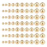 360Pcs 5 Styles Brass Spacer Beads, Round, Golden, 2~6mm, Hole: 0.8~1.4mm(KK-AR0003-33)