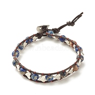 Natural Imperial Jasper(Dyed) Beaded Bracelet with Alloy Heart, Gemstone Braided Jewelry for Women, Blue, 8-7/8 inch(22.5cm)(BJEW-JB08173)