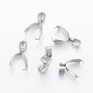 304 Stainless Steel Pendant Pinch Bails, Stainless Steel Color, 14x11x5.5mm, Hole: 6x4mm(STAS-H443-33P)