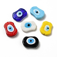 Handmade Evil Eye Lampwork Beads, Oval, Mixed Color, 18x25x5mm, Hole: 1.6mm(LAMP-G143-03)