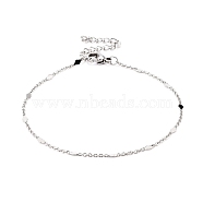 Rhombus Chain Bracelets, with Brass Link Cable Chains, 304 Stainless Steel Lobster Claw Clasps & Twisted Chain Extension, Platinum, 7-1/2 inch(19cm)x0.2cm(BJEW-JB06282)