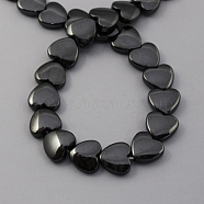Non-magnetic Synthetic Hematite Beads Strands, Grade A, Heart, Black, 6x6x3mm, Hole: 1mm(G-Q897-6x6mm)