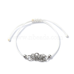 304 Stainless Steel Macrame Pouch Bracelet Making for Stone Holder, Adjustable Eco-Friendly Korean Waxed Polyester Cord Bracelet Making, White, Inner Diameter: 3/8~3-1/4 inch(0.9~8.2cm)(AJEW-JB01193-03)