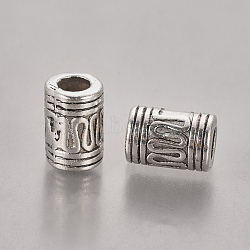 Tibetan Style Alloy Beads, Lead Free & Nickel Free & Cadmium Free, Column, Antique Silver, about 7mm in diameter, 10mm long, hole: 4mm(X-LF0526Y-NF)