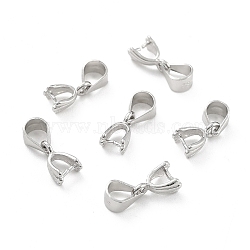 Rhodium Plated 925 Sterling Silver Ice Pick Pinch Bails, Platinum, 8x5x3.4mm, Pin: 0.1mm(STER-Z001-015P)