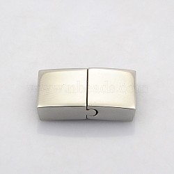 Tarnish Resistant Cuboid 304 Stainless Steel Bayonet Clasps, Magnetic Clasps with Glue-in Ends, Stainless Steel Color, 22x12x5mm, Hole: 3x10mm(STAS-N042-03)