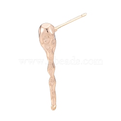 Brass Stud Earring Findings, with Vertical Loops, Twist Teardrop, Real 18K Gold Plated, 28.9x5mm, Hole: 1mm, Pin: 0.75mm(KK-G432-30G)