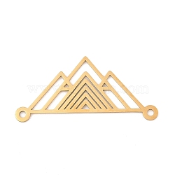 304 Stainless Steel Hollow Connector Charms, Mountain, Real 18K Gold Plated, 22x47x1mm, Hole: 2mm(STAS-Z109-19G)