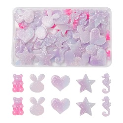 PandaHall Elite 60Pcs 5 Style Opaque Resin Cabochons, Mixed Shapes, Lilac, 12pcs/style(CRES-PH0003-40)