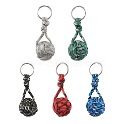 Polyester Braid Ball Stainless Steel Keychains, Mixed Color, 90mm(KEYC-JKC01119)