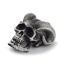 Tibetan Style Alloy Pendnat, Frosted, Skull, Antique Silver, 40x29.5x19mm, Hole: 3.2mm(PALLOY-H133-15AS)
