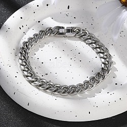304 Stainless Steel Cuban Link Chain Bracelets for Men, Stainless Steel Color, 9 inch(22.8cm)(BJEW-Z081-01P-03)