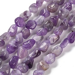 Natural Amethyst Beads Strands, Nuggets, Tumbled Stone, 7~13x4.5~10x4.5~10mm, Hole: 1.2mm, about 44~46pcs/strand, 15.08~16.14 inch(38.3~41cm)(G-P497-01E-17)