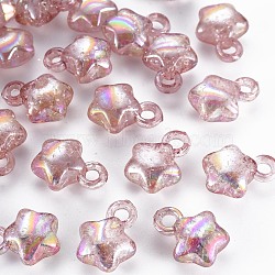 Transparent Crackle Acrylic Pendants, AB Color, Star, Old Rose, 18x14x8.5mm, Hole: 3.5mm, about 510pcs/500g(MACR-S373-63-L02)