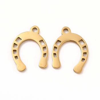 201 Stainless Steel Charms, Horseshoe, Golden, 13.5x10.5x1mm, Hole: 1mm