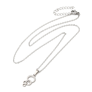 306 Stainless Steel Pendant Necklace for Women, Ring, 17.72 inch(45cm), pendants: 17.5x9mm.