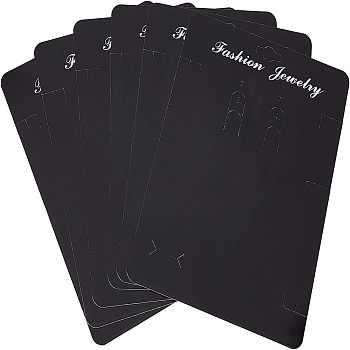 Paper Jewelry Set Display Cards, for Bracelet Earring Necklace Ring Display, Rectangle, Black, 19x14x0.04cm