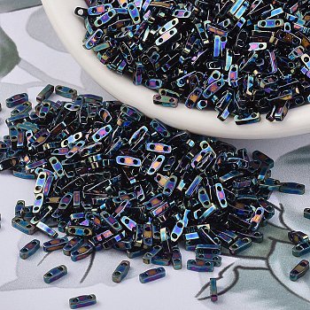 MIYUKI Quarter TILA Beads, Japanese Seed Beads, 2-Hole, (QTL455) Metallic Variegated Blue Iris, 5x1.2x1.9mm, Hole: 0.8mm, about 2400pcs/50g