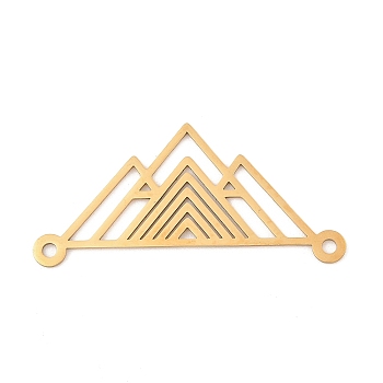 304 Stainless Steel Hollow Connector Charms, Mountain, Real 18K Gold Plated, 22x47x1mm, Hole: 2mm