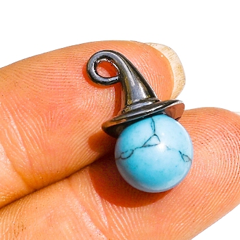 Synthetic Turquoise Pendants, Hat, 40x10mm