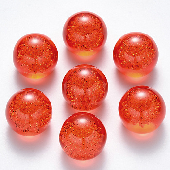 Transparent Acrylic Cabochons, Flat Back, with Iron Wire inside, Round, Silver Color Plated, Red, 20x17.5mm, bottom: 12mm