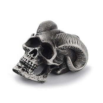Tibetan Style Alloy Pendnat, Frosted, Skull, Antique Silver, 40x29.5x19mm, Hole: 3.2mm