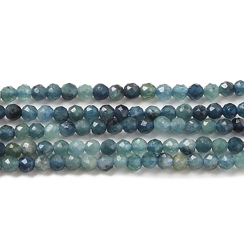 Natural Blue Tourmaline Beads Strands, Round, Faceted, Grade AA, 2mm, Hole: 0.5mm, about 217pcs/strand, 15.75''(40cm)
