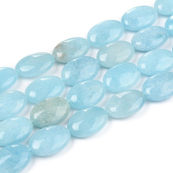 Natural White Jade Beads Strands, Dyed, Oval, 25x18x8mm, Hole: 1.5mm, about 16pcs/strand, 15.75 inch(40cm)