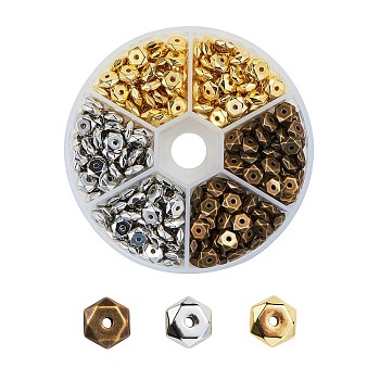 CCB Plastic Beads, Hexahedron, Mixed Color, 6.5x6.5x2.5mm, Hole: 1.2mm, 100pcs/color, 3 colors, 300pcs/box
