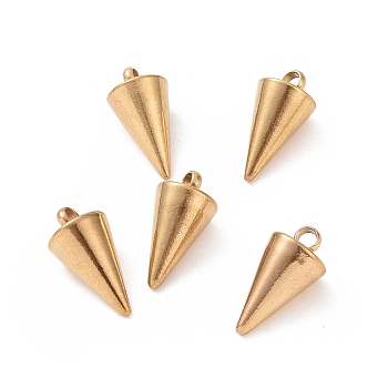 Ion Plating(IP) 304 Stainless Steel Pendants, Spike/Cone, Golden, 7.5x3mm, Hole: 1.8~2mm