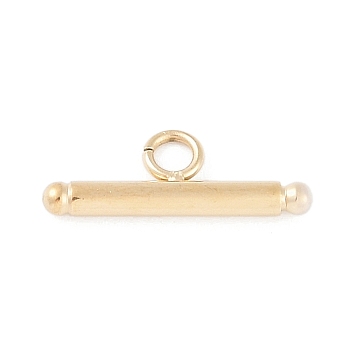 304 Stainless Steel Toggle Clasps, Bar, Real 14K Gold Plated, 15x5x2mm, Hole: 2mm