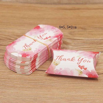 Paper Pillow Gift Boxes, Packaging Boxes, Party Favor Sweet Candy Box, Word Thank You, Colorful, 9.9x5.5x0.1cm, Finished Product: 8x5.5x2cm