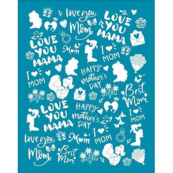 Silk Screen Printing Stencil, for Painting on Wood, DIY Decoration T-Shirt Fabric, Mother's Day Themed Pattern, 100x127mm