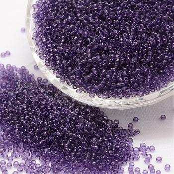15/0 Glass Seed Beads, Grade A, Round, Transparent Colours, Blue Violet, 1.3~1.5mm, Hole: 0.5mm, about 75000pcs/pound