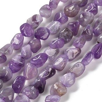 Natural Amethyst Beads Strands, Nuggets, Tumbled Stone, 7~13x4.5~10x4.5~10mm, Hole: 1.2mm, about 44~46pcs/strand, 15.08~16.14 inch(38.3~41cm)