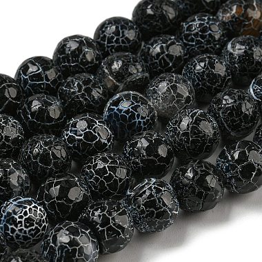 10mm Black Round Crackle Agate Beads