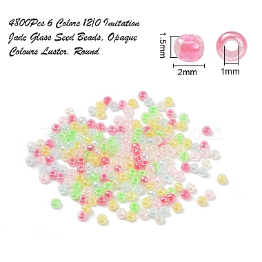 4800Pcs 6 Colors 12/0 Imitation Jade Glass Seed Beads(SEED-YW0001-30)-3