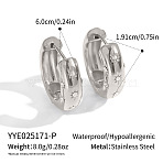304 Stainless Steel Star Hoop Earrings, Stainless Steel Color, 60x19.1mm(EZ1230-2)