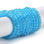 Baking Paint Imitation Jade Glass Bead Strands, Faceted Rondelle, Deep Sky Blue, 4x3mm, Hole: 1mm, about 105~110pcs/strand, 38~39cm(X-DGLA-A034-J4MM-A13)