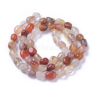 Natural Rutilated Quartz Beads Strands, Nuggets, 5~9x4~7mm, Hole: 1mm, about 55~57pcs/strand, 15.55 inch(39.5cm)(X-G-P433-09)